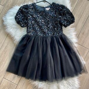 Cat & Jack Black Iridescent Sequin Dress